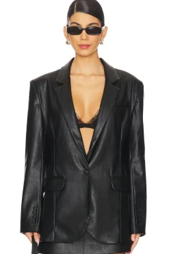 Farrell Faux Leather Blazer