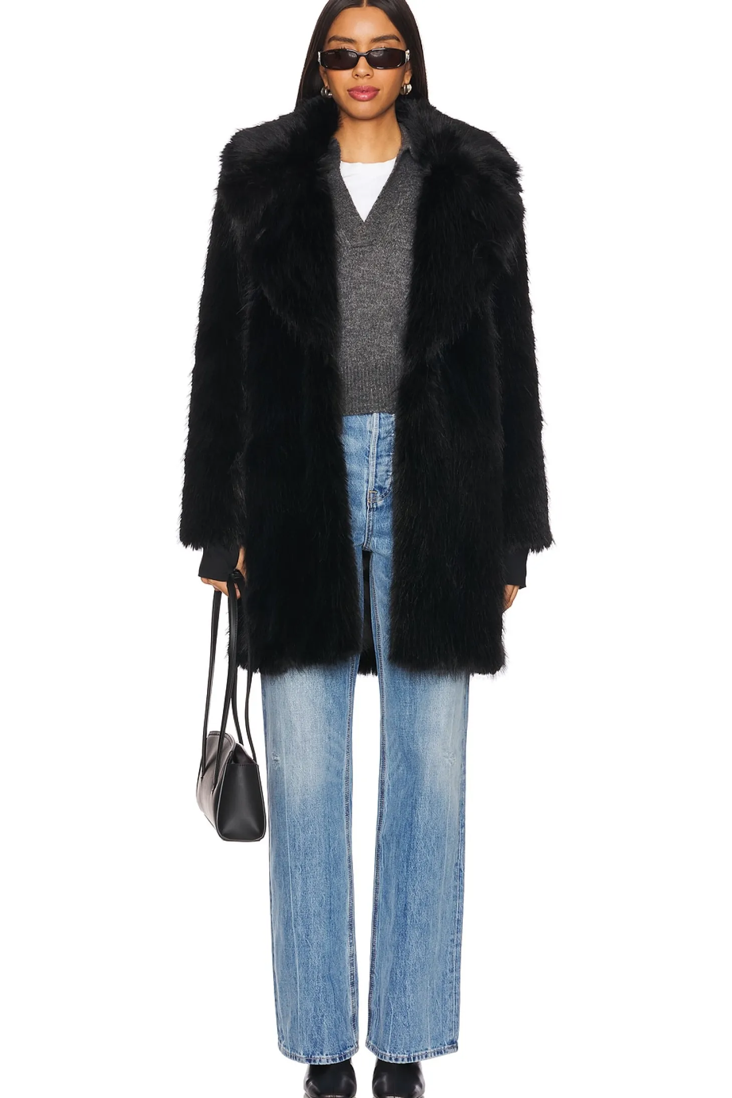 Faux Fur Mid Coat 34"