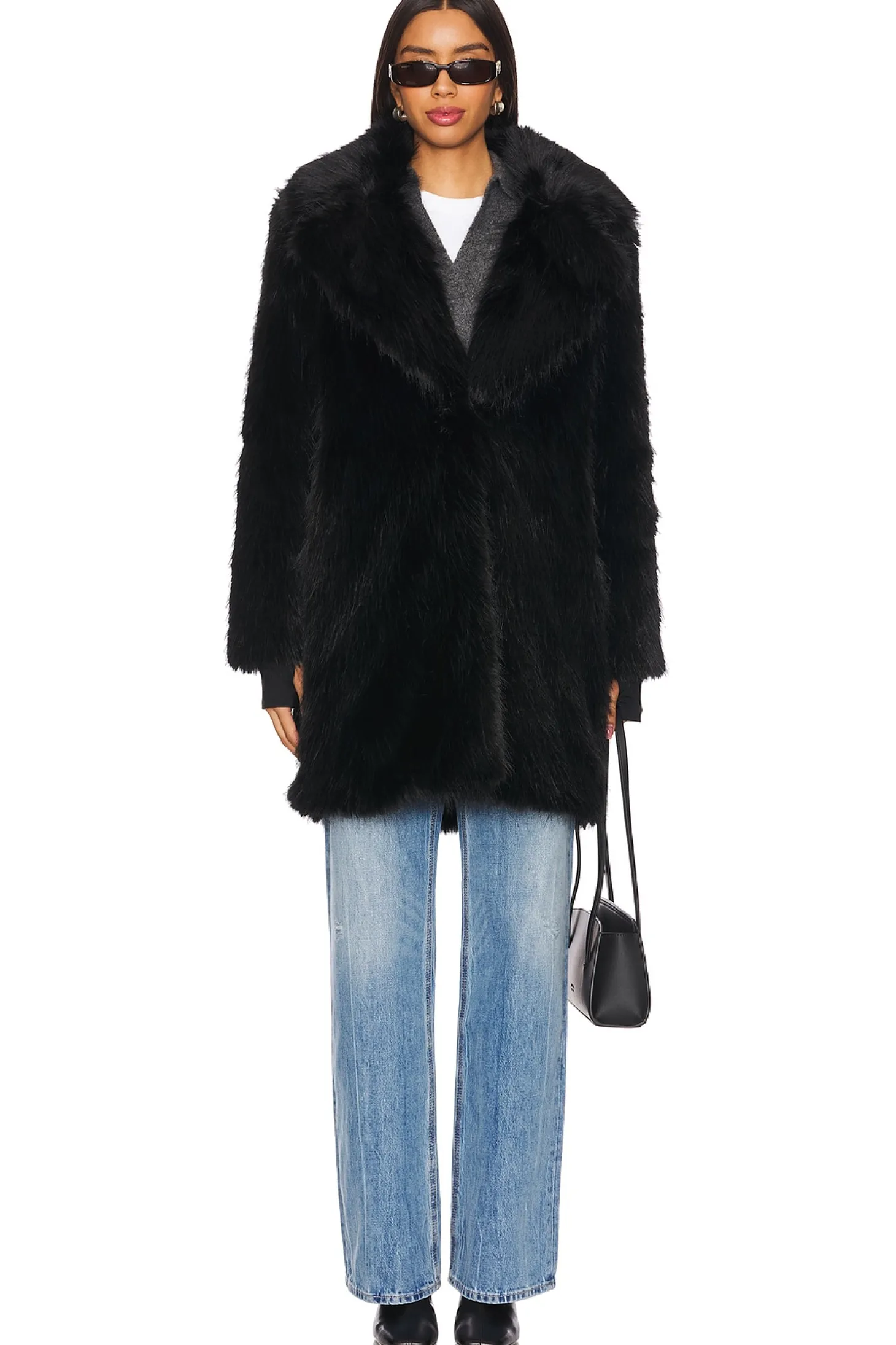 Faux Fur Mid Coat 34"