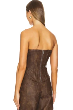 Faux Leather Lace Front Corset