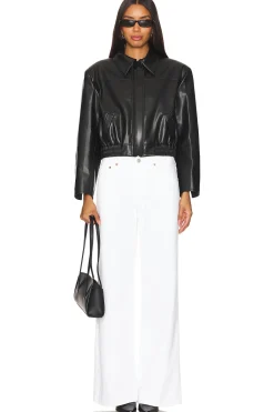 Faux Leather Scarf-detailed Jacket