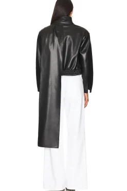 Faux Leather Scarf-detailed Jacket