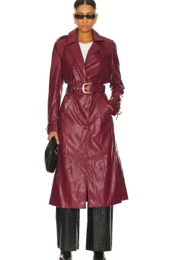 Faux Leather Trench Coat