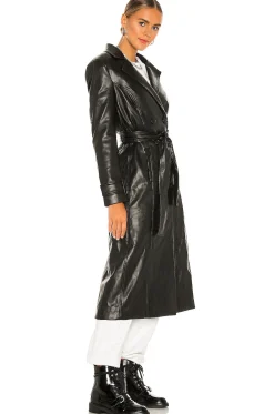 Faux Leather Trench Coat