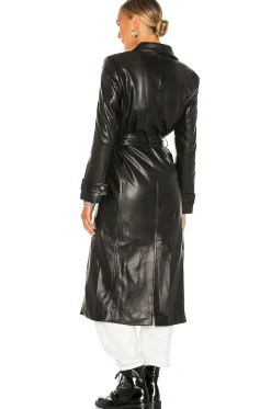 Faux Leather Trench Coat