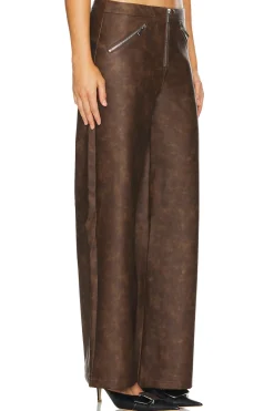 Faux Leather Zipper Fly Pant