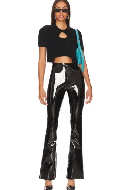 Faux Patent Flared Legging