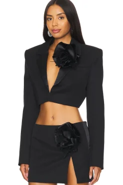 Flower Corsage Cropped Blazer