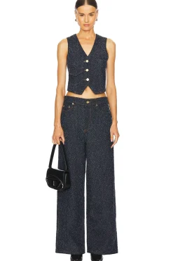 Fluffy Denim Wide Jeans