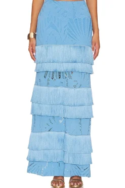 Fringe Lace Maxi Skirt