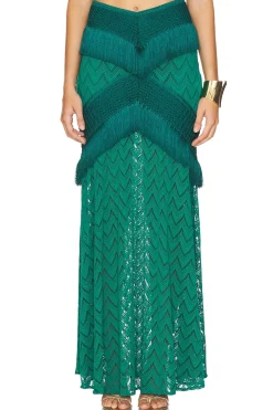 Fringe Trim Maxi Skirt