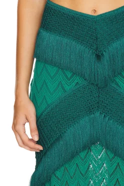 Fringe Trim Maxi Skirt