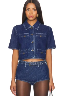Halston Denim Top