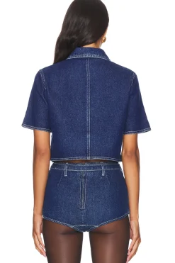 Halston Denim Top