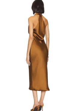 Halter Drape Midi Dress