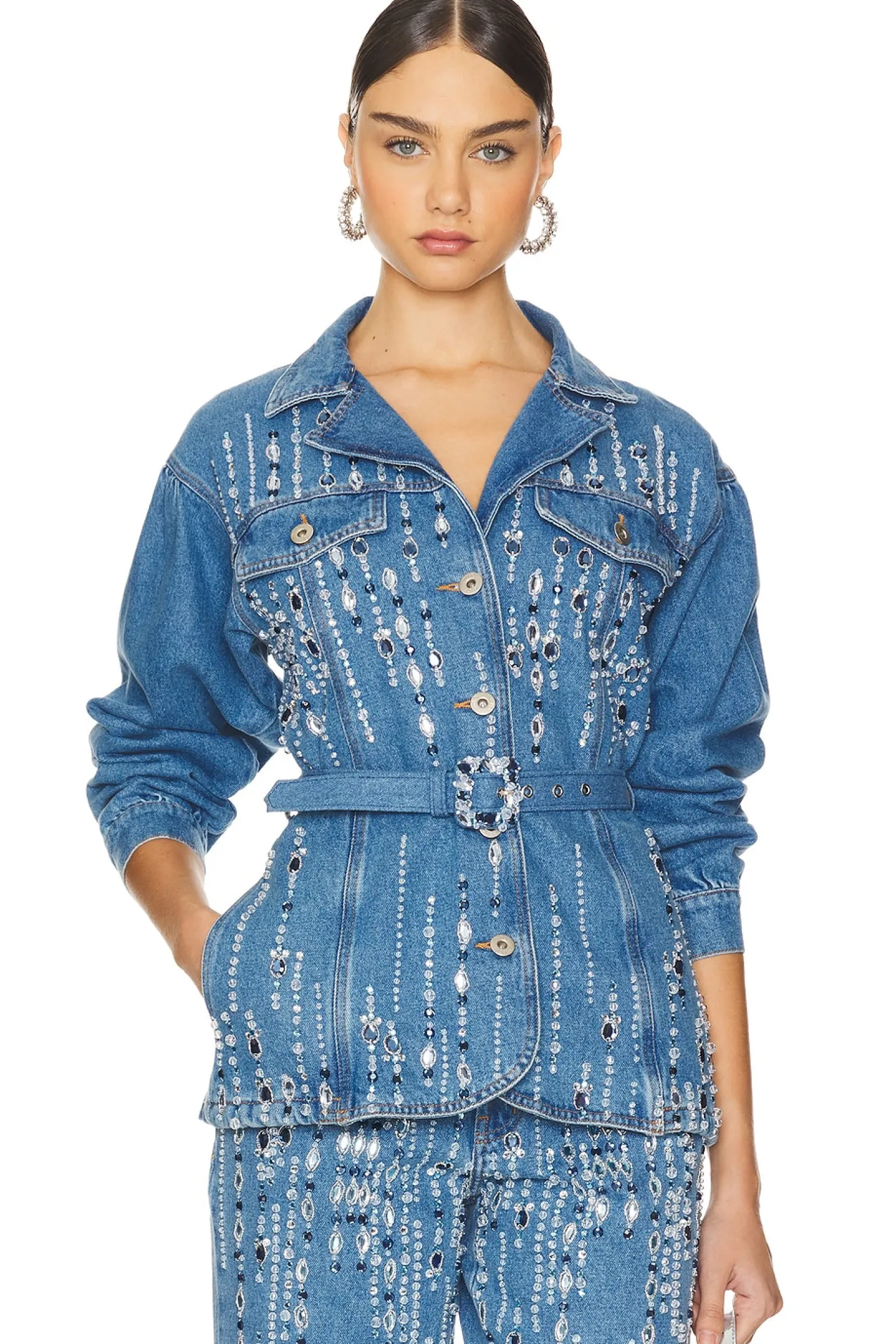 Hand-Beaded Denim Jacket