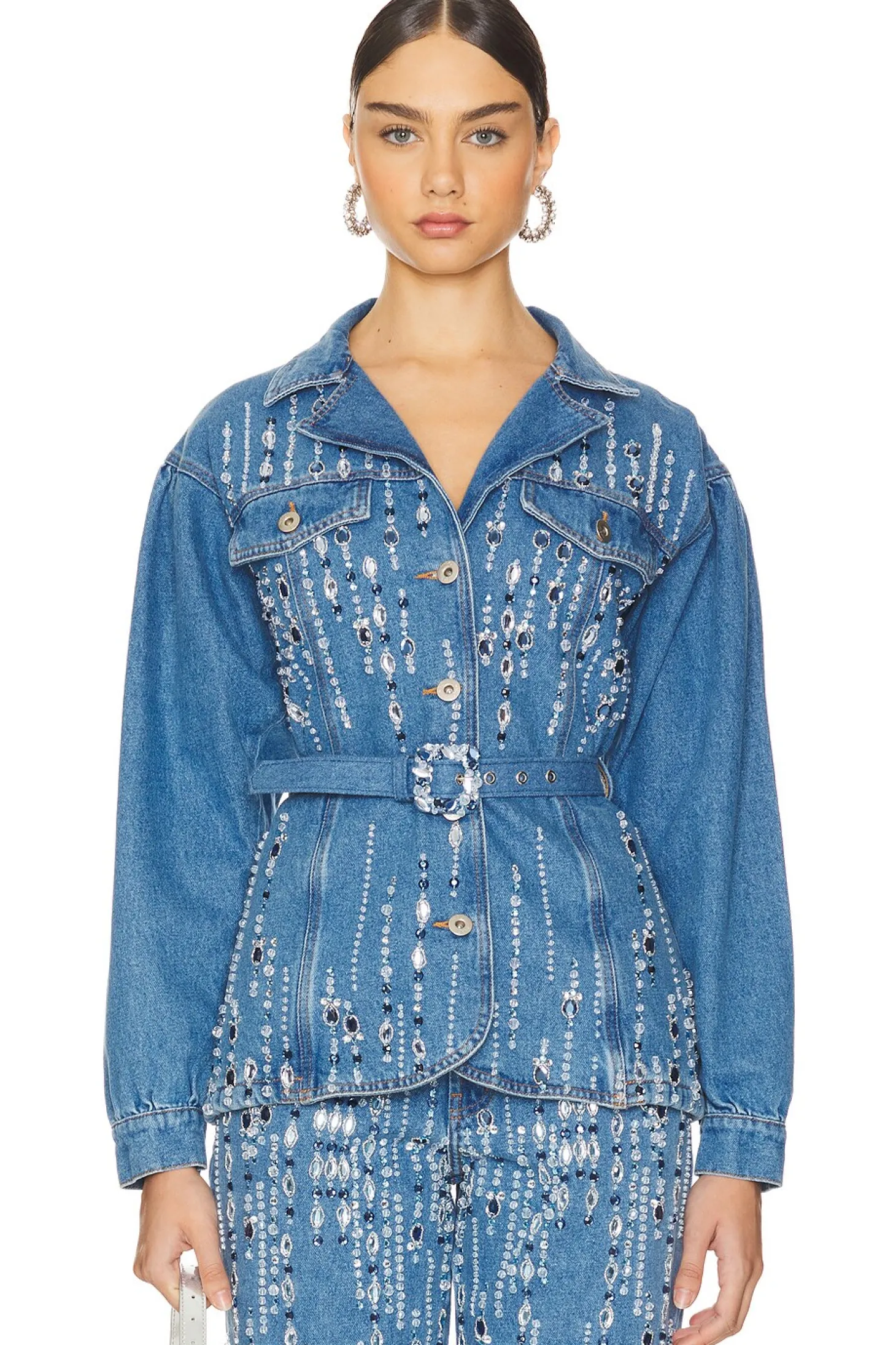 Hand-Beaded Denim Jacket