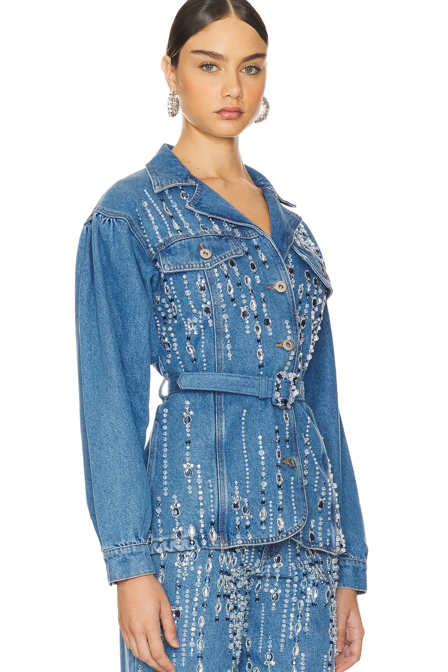 Hand-Beaded Denim Jacket
