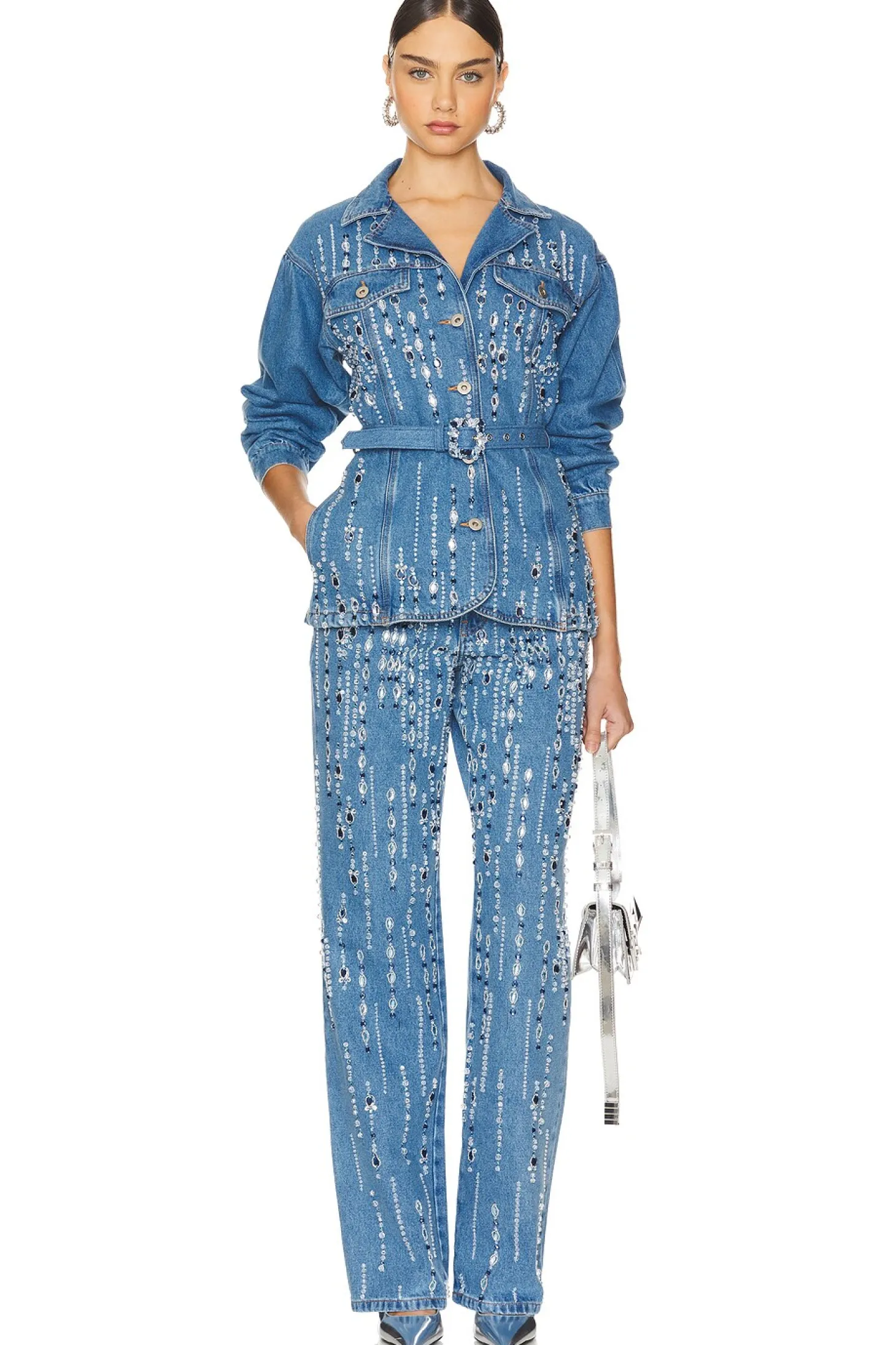 Hand-Beaded Denim Jacket