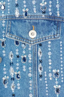 Hand-Beaded Denim Jacket