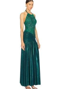 Hand-Beaded Tulle And Jersey Gown