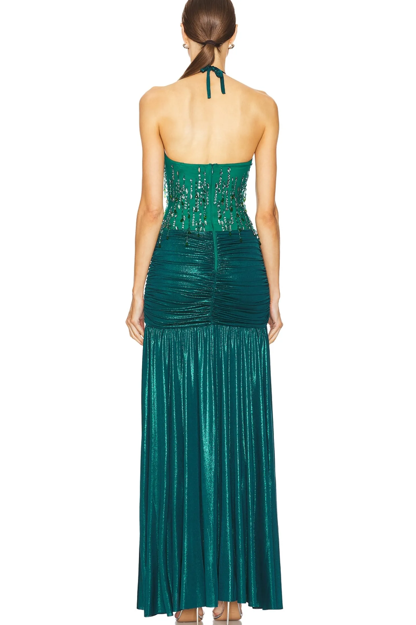 Hand-Beaded Tulle And Jersey Gown