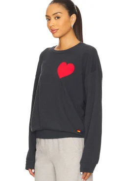 Heart Embroidery Crew Sweatshirt