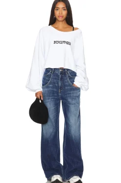 I Love Fiorucci Print Cropped Sweatshirt