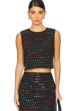 Iiana Sequins Beaded Sleeveless Top