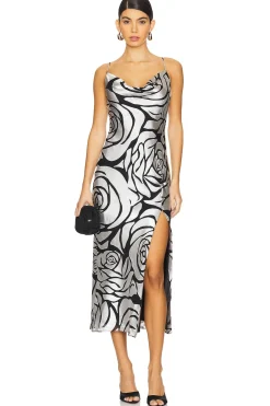 Innessa Cowl Black Rose Devore Dress