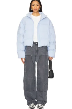 Jacquard Channel Cropped Puffer