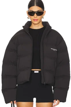 Jacquard Channel Cropped Puffer