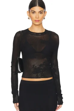 Lace Pointelle Long Sleeve Top