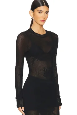 Lace Pointelle Long Sleeve Top