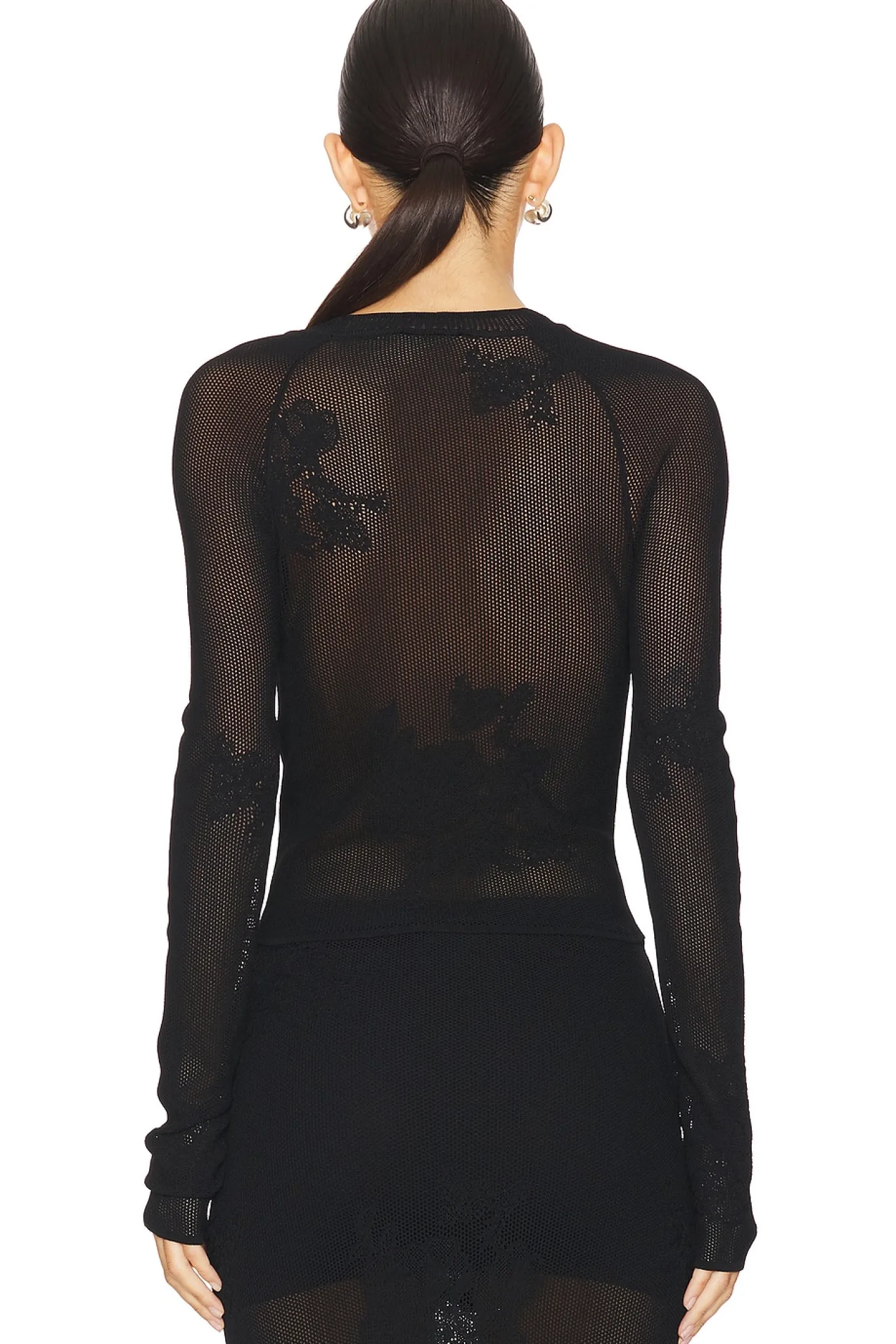 Lace Pointelle Long Sleeve Top