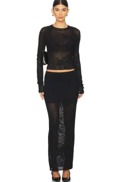 Lace Pointelle Maxi Skirt