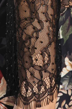 Lace Splice One Shoulder Dress