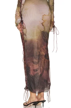 Lace Up Printed Maxi Skirt