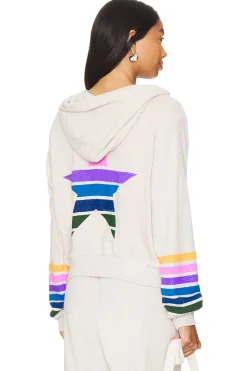Lachelle Crop Zip Up Hoodie Color Stripe Star
