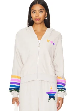 Lachelle Crop Zip Up Hoodie Color Stripe Star