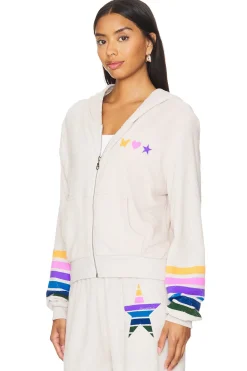 Lachelle Crop Zip Up Hoodie Color Stripe Star
