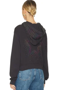 Lachelle Neon Stud Starburst Crop Zip Up Hoodie