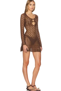 Long Sleeve Crochet Mini Dress