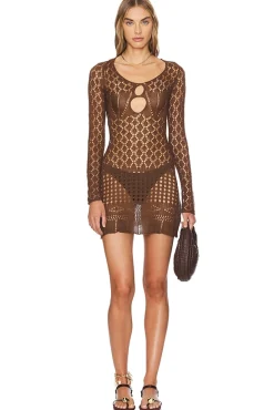 Long Sleeve Crochet Mini Dress
