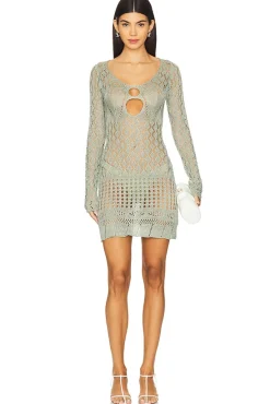 Long Sleeve Crochet Mini Dress