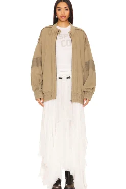 Lou Moto Zip In Olive Stone