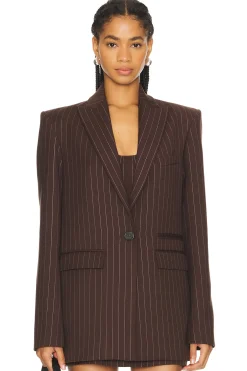 Lurex Pinstripe Single Breasted Oversize Blazer