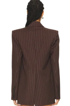 Lurex Pinstripe Single Breasted Oversize Blazer
