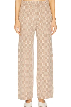 Luxe Plaid Jacquard Wide Leg Trouser