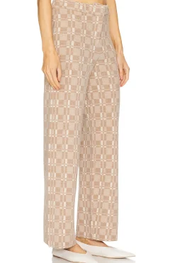 Luxe Plaid Jacquard Wide Leg Trouser